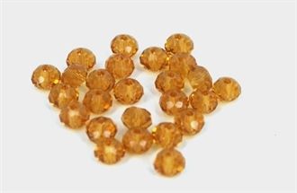 Gyldenbrun glasperler, facet 4 x 3 mm, 25 stk.